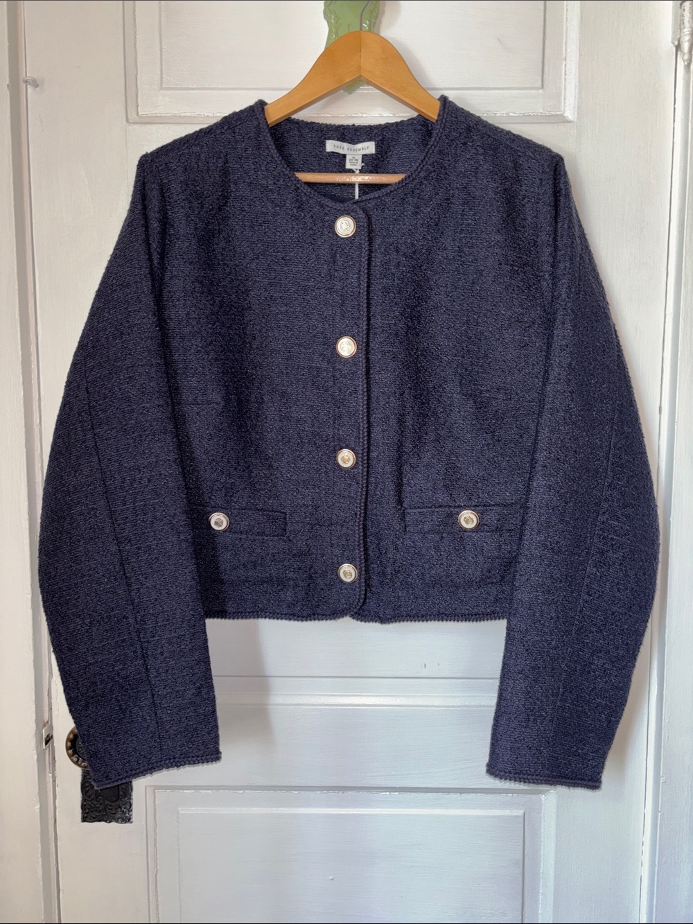 FREE ASSEMBLY COLLARLESS TWEED JACKET - Picture 2 of 12